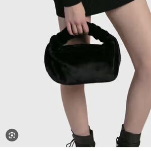 Alexander Wang Black Mini Faux Fur Scrunchie Bag